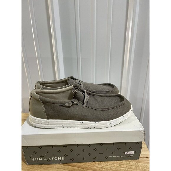 Sun + Stone Brian Casual Slip On Shoes Mens Taupe Grey Canvas Comfort NWB 11.5 - Picture 3 of 7